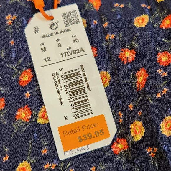 Superdry Daisy Tapeze Swing Spaghetti Straps Floral Beach Dress Navy 8 - Picture 11 of 11